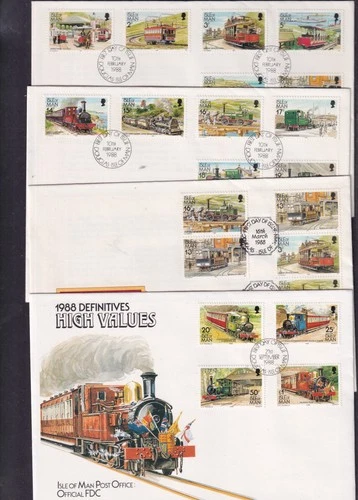 Isle of Man 1988-92 Railways & Trams choice stamps MS FDC Benham IOM Post Office