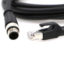 M12 A-Code 8-Pin Male to RJ45 Ethernet Cable for Cognex DM300 Industrial Camera
