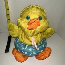 Vintage 1988 Fisher-Price Puffalump Floating Duck Bath Toy Yellow