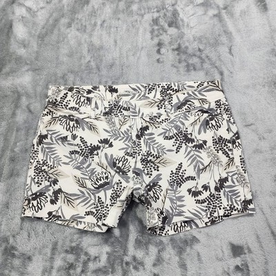 Old Navy Shorts Womens 6 Gray White Floral Pixie Chino Twill Casual Stretch