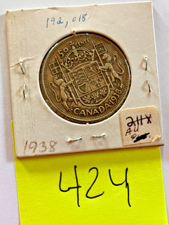1938 Silver Canada 50 cent coin no reserve auction!! (424)