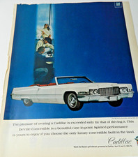 1969 Cadillac De Ville Convertible Full Page Ad Life Magazine Approx.11 X 13