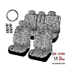Autofan Zebra Car Seat Covers For Full Set With 2 Seat Belt Pads Animal Zebra