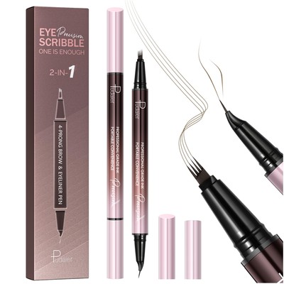 2 Pack Eyebrow Pen, Waterproof Microblading Eyebrow Pencil, 2-in-1 4 Tip Eye ...