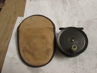 A1 excellent smith + wall 3'' vintage alloy trout dry fly fishing reel + pouch