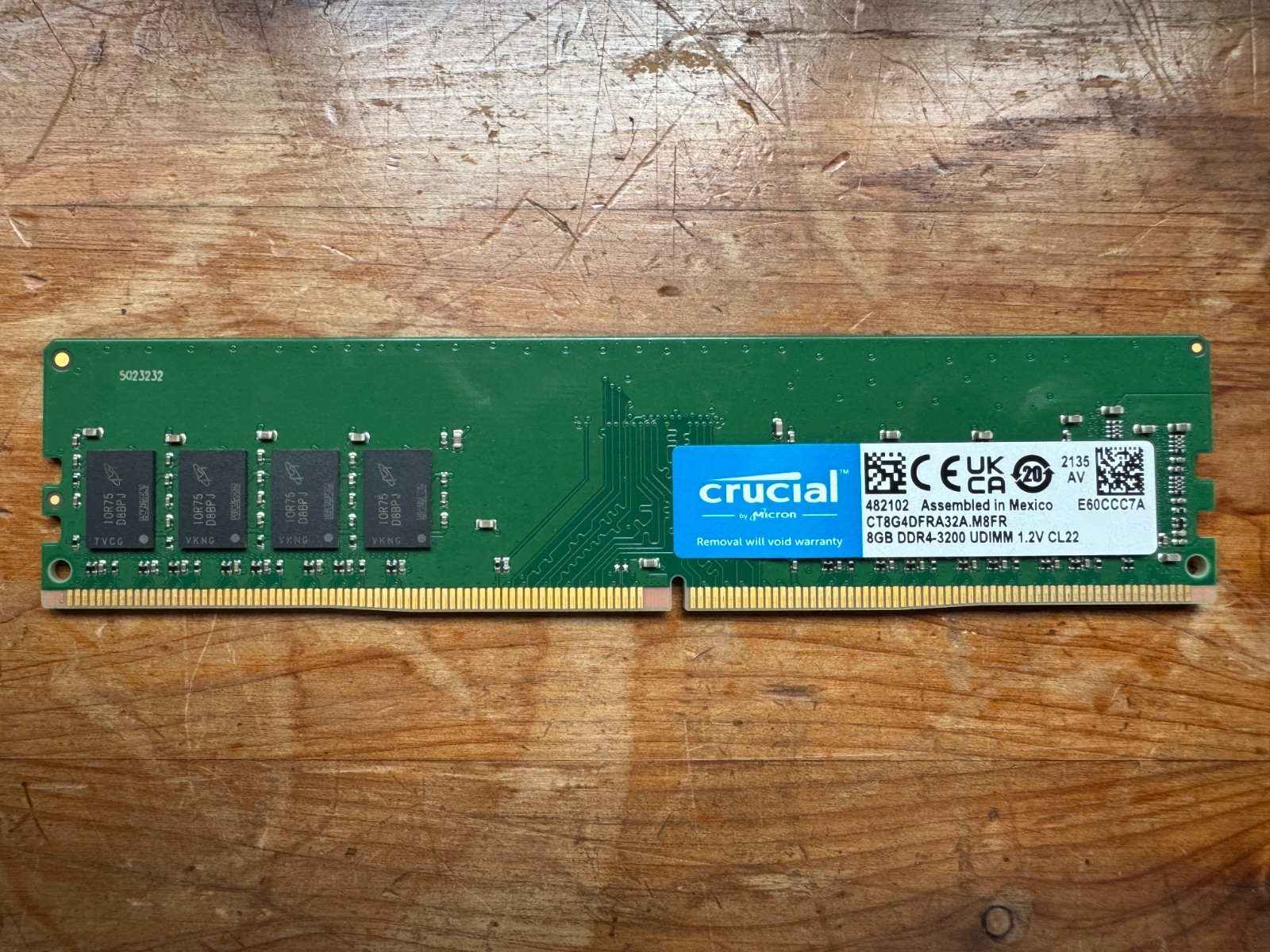 Crucial 8GB 3200MHz DDR4 NON ECC UDIMM 288-Pin 1.2V 1RX8 CL22 Desktop ...
