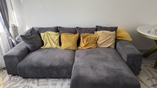 Modernes Schlafsofa mit Stauraum – Dunkelgrau – inkl. 5 Kissen