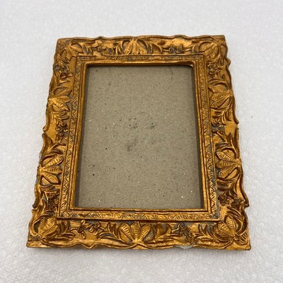 Small Vintage Style Gold Ornate Picture Gesso Style Resin Frame Fits 4''X5'' CHIPS