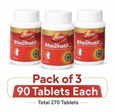 Dabur Rheumatil Tablets 90 Tabs Pack of 3 Total 270 Tabs Free Shipping