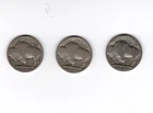 Qty 3 - 5C Buffalo Nickels  No Date & Partial 1920 Date Early US Coins