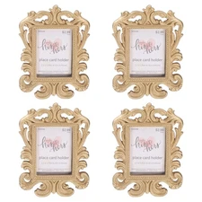 4 Pcs Vintage Resin Picture Frames, 4.7" x 3.5" Mini Picture Frames, Gold