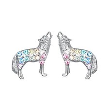 Horse Stud Earrings for Women Animal Fox Rainbow CZ Christmas Earrings Birthday