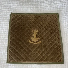 Ralph Lauren Great Compton Quilted Velvet Embroidery Deer  Pillow Cover 18x18