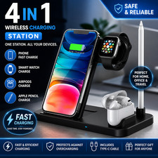 4 in 1 Fast Wireless Charging Station Stand for iPhone AirPods Apple Watch Dock