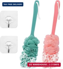 2Pack Back Scrubber for Shower Loofah with Long Handle, Shower Brush for Body, 1