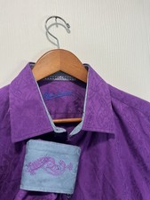 Robert Graham Men  s Purple Paisley Embossed Contrasting Embroidered Cuff Size L