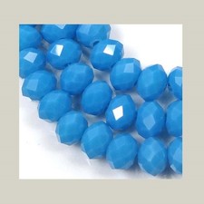 25 Czech Glass Faceted Rondelle Beads - Opaque Vivid Azure Blue 8x5mm