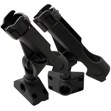 2 Pack Baitcaster/Spinning Rod Holder with Side Deck Mount Black