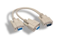 1 Feet FT DB9 Male to 2X DB9 Female Extension Y Splitter Cable Cord 9 Pin Ser...