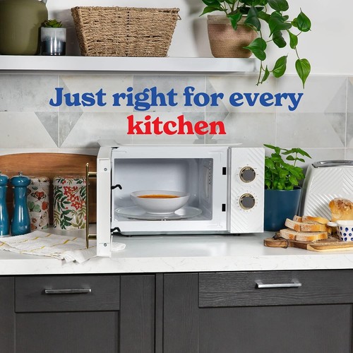 STYLISH White & Gold Microwave 3KW Kettle 2 Slot Toaster & Kitchen Canister Set