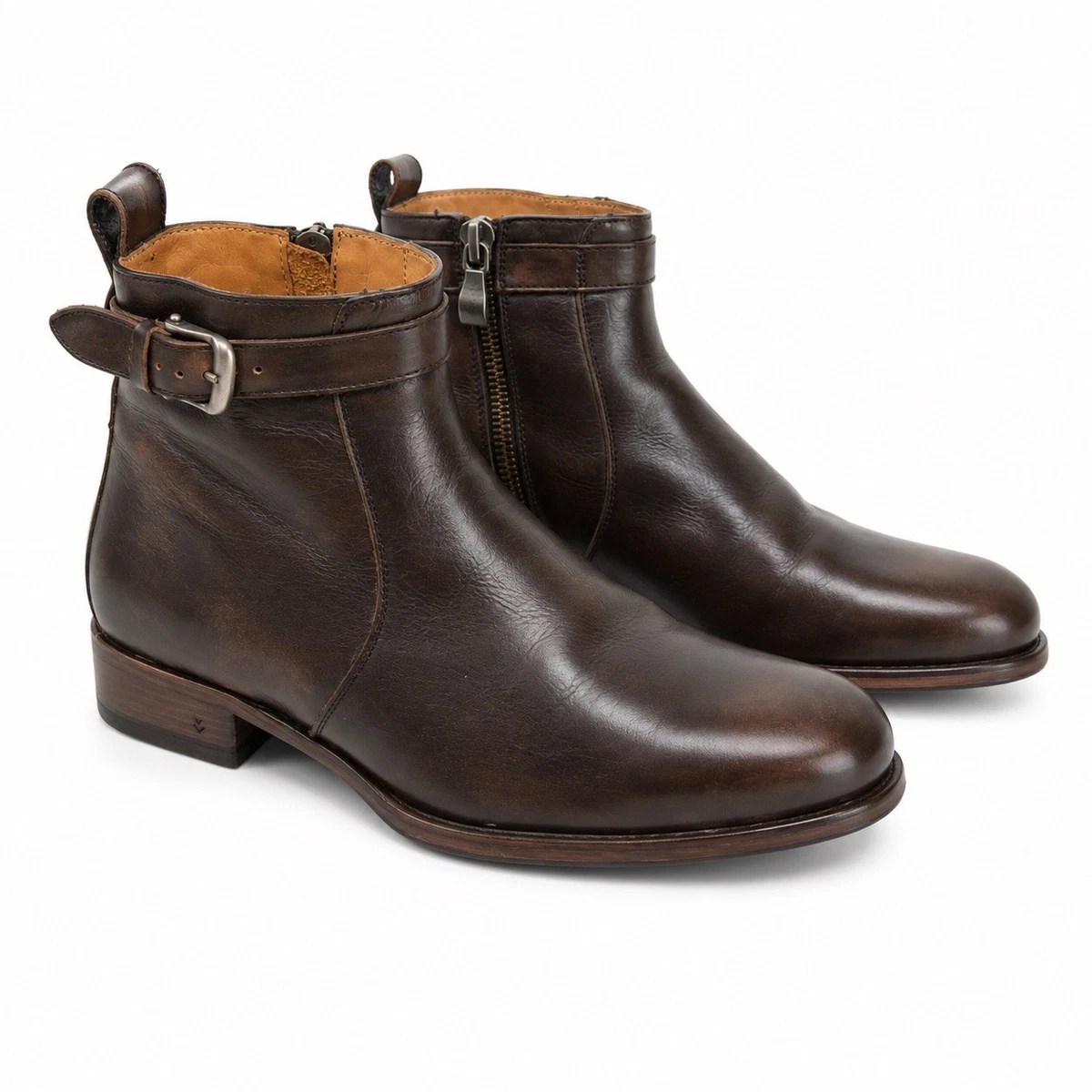 John Varvatos Bowery Button Men\'s 8.5 Leather Boots Hand Made Italy Black/Brown John Varvatos Bowery Button Boots - Black Boots, Shoes  main image 2