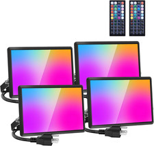 40W RGB Flood Lights with Remote - 4 Pack Color Changing Outdoor Lights