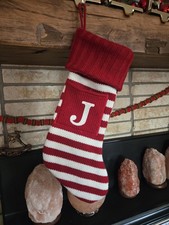Target Wondershop Letter J Striped Knit Monogram Christmas Stocking Red White