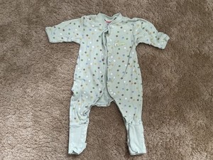 0-3 Months Green with Multicolor Polka Dots Snugabye Convert-A-Foot Sleeper