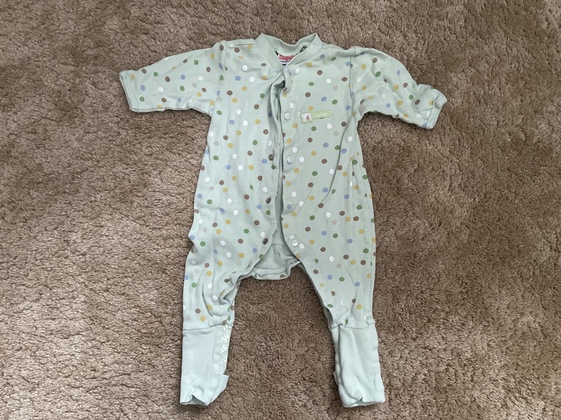 0-3 Months Green with Multicolor Polka Dots Snugabye Convert-A-Foot Sleeper