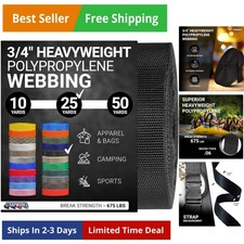Heavyweight Polypropylene Webbing - Heavy Duty Poly Strapping for Outdoor DIY...