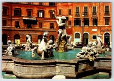 Postcard Rome Piazza Navona Fontana di Nettuno Italy 1966