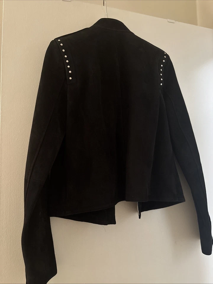 Chaqueta de Cuero Theory Negra Gamuza Cordero Talla S Foto 2 de 4