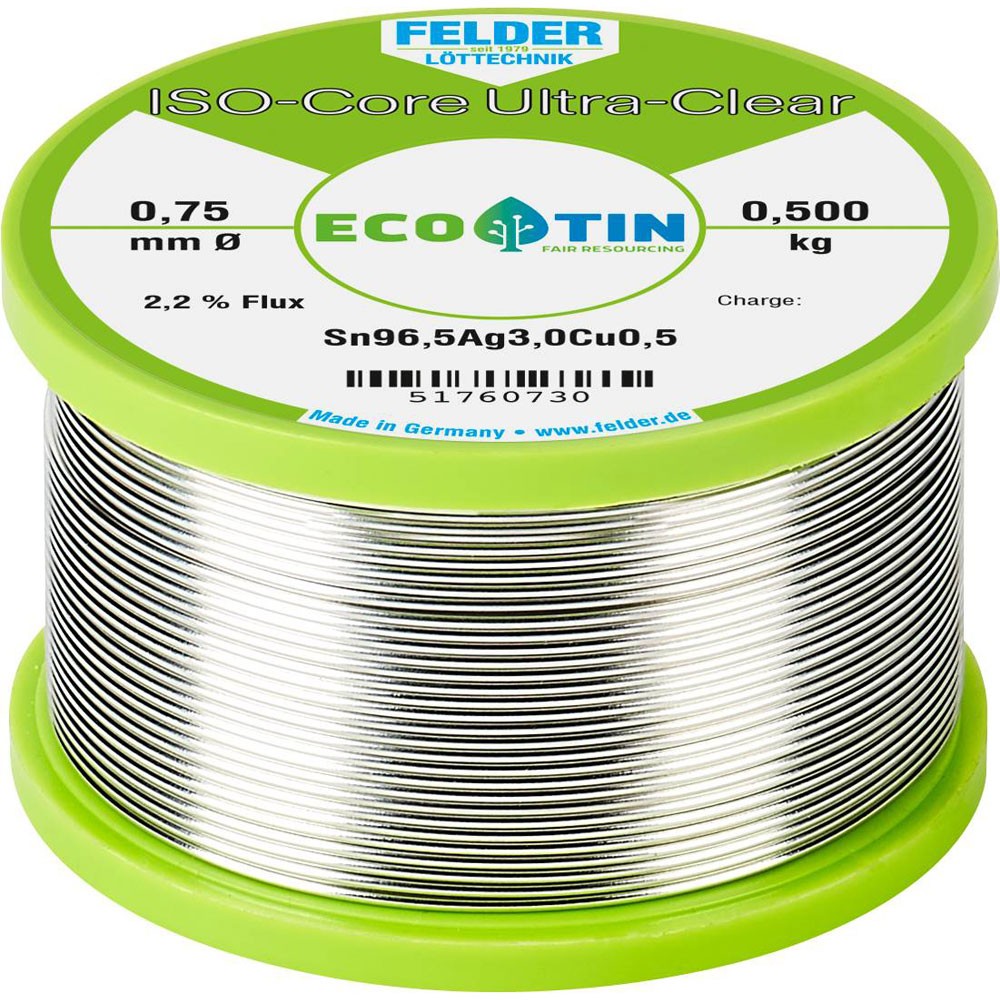 Felder ISO-Core Ultra Clear SAC305 Solder Reel 0.75mm 0.5kg