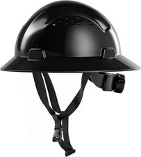 Black Full Brim Hard Hat, OSHA Approved Construction Helmets for Men, 4-Point Ad