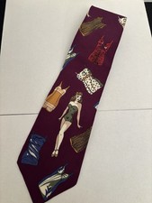 Perry Ellis Necktie Portfolio Pin Up 100% Silk Made In USA