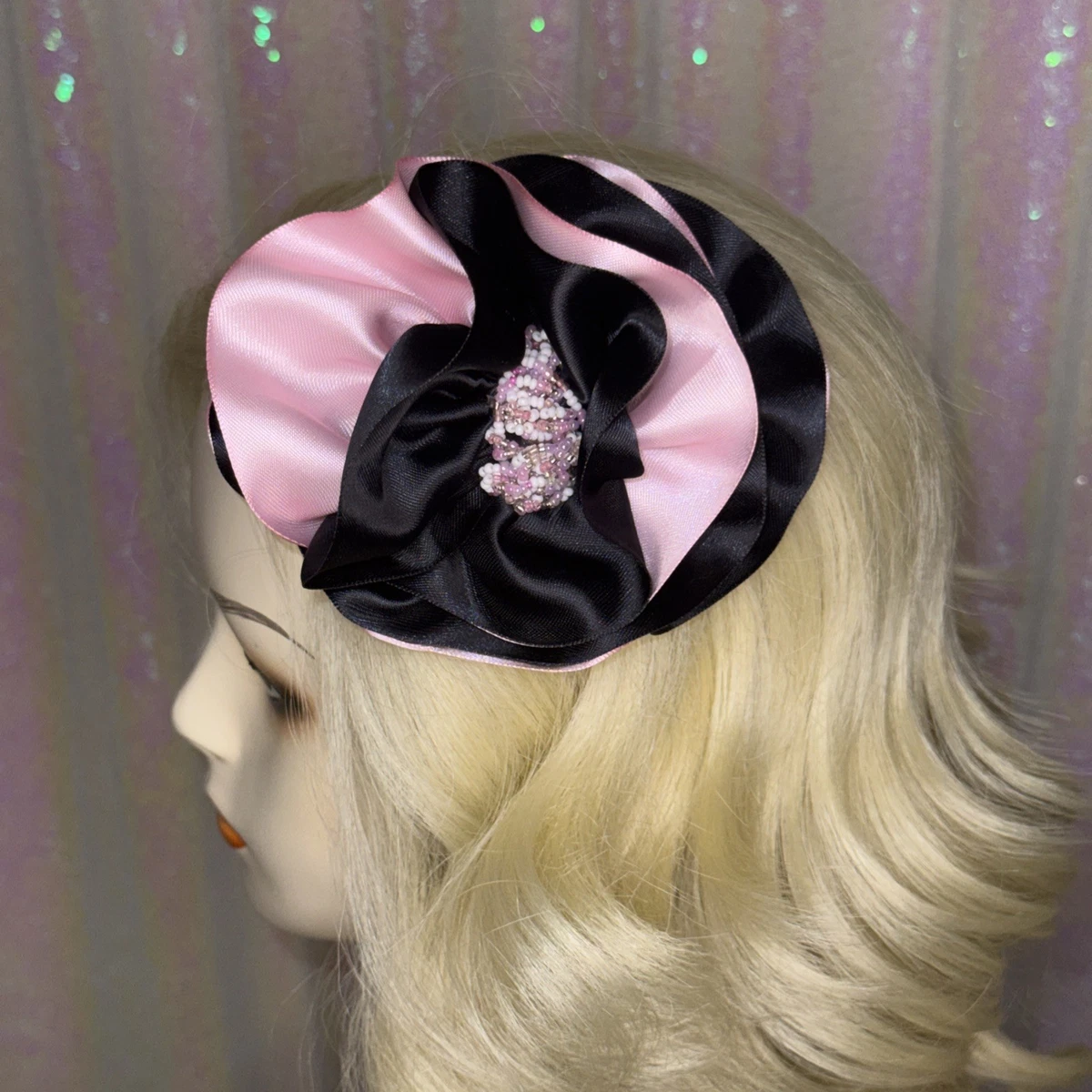 Vintage Jo Bailey Hats Fascinator Pillbox Green Yellow Peach Chiffon Bow 60s Vintage Pillbox Veil Hat, 1950s-60s Hat, Vintage Hat  main image 3
