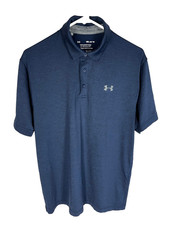 UNDER ARMOUR The Playoff Polo Shirt Golf Size Medium Mens Blue Loose Heat Gear