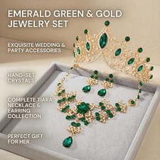 Crystal Rhinestone Bridal Jewelry Set Crown Necklace Earrings Wedding Tiara Set