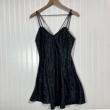 Vintage Victoria's Secret Gold Label Slip Dress Medium Black Satin Jacquard 90s