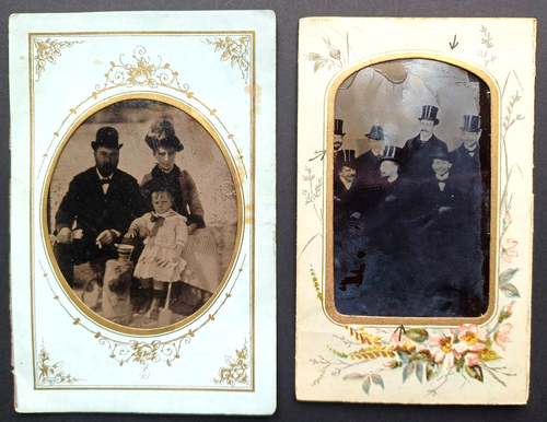 Ferrotype Original France 1880 - Groupe De 3 Hommes Fumant Le Cigare ? Photo Ancienne Sur Carton