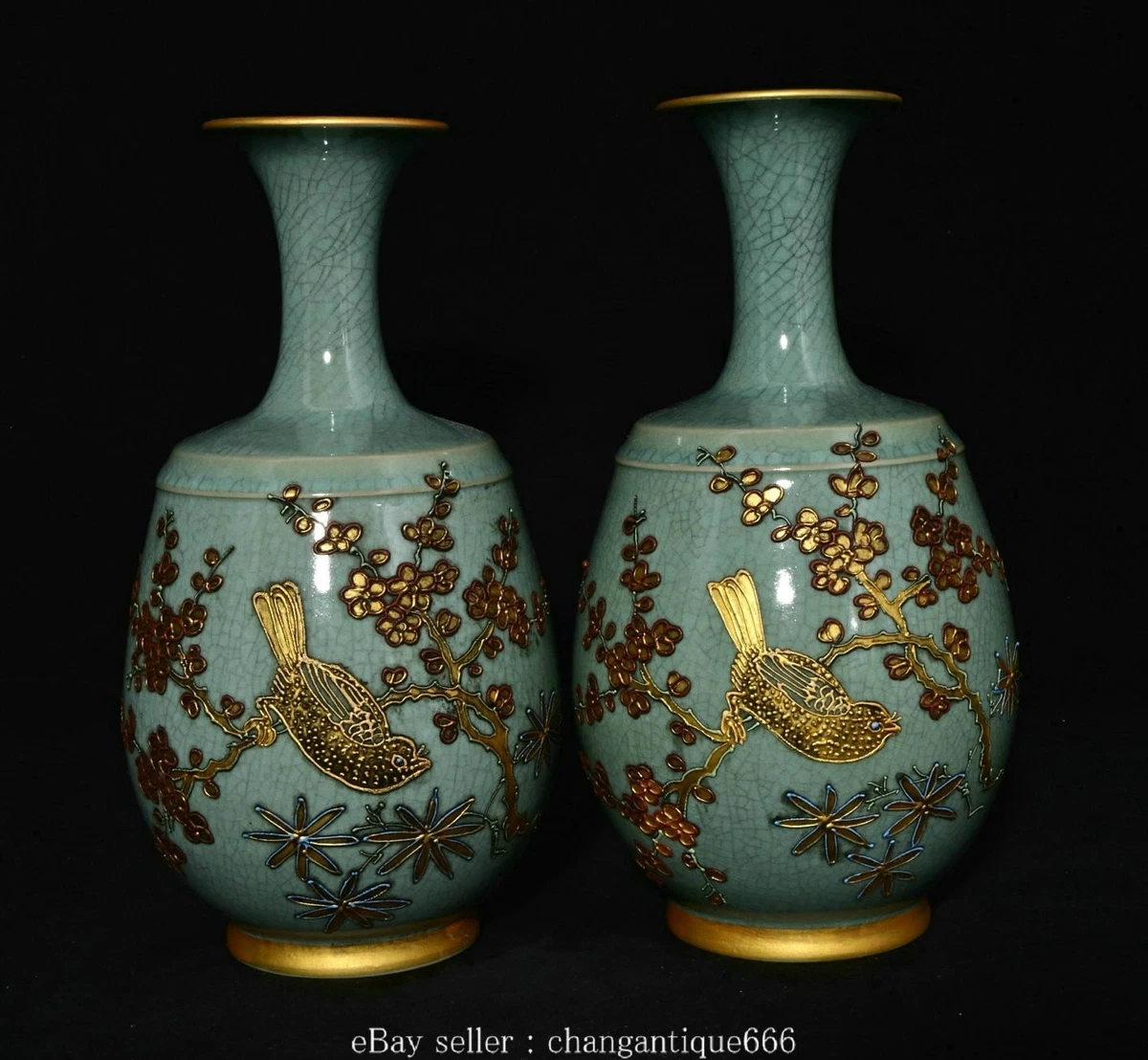 花瓶对中国古董花瓶| eBay