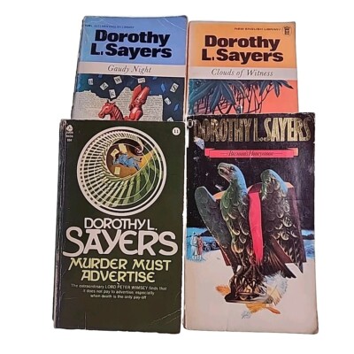 4x Dorothy Sayers Vintage Paperback Book Lot Gaudy Clouds Murder Busmans