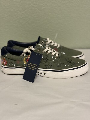 Ralph Lauren Thorton Equality Hate Free Zone Peace Flag Canvas Shoes Mens Size 9