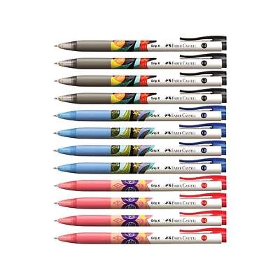 12pcs Faber Castell Grip X10 Ball Point Pens 1.0mm Black Blue Red Pen Stationery - Image 1 of 4