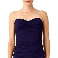 Anne Cole 296254 Women's Twist Front Shirred Bandeau Tankini Swim Top, Medium