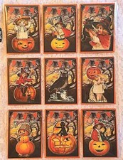 Vintage Halloween Spooky 9 Pocket Pen Pal Cards only Card Crafts No Sleeve 32N