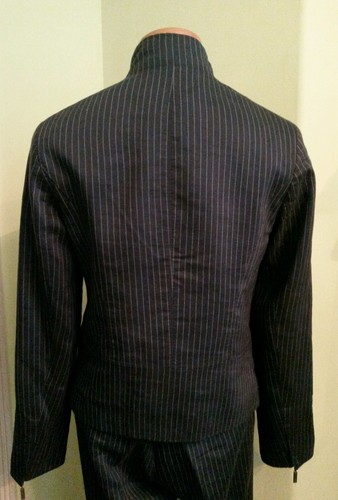 Lafayette 148 navy blue pants suit sz 2 pinstriped $698 - Picture 5 of 12