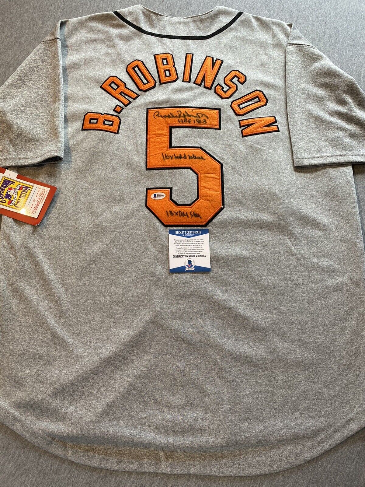 Baltimore Orioles Brooks Robinson Authentic Throwback Men's Mitchell And Ness  Jersey - Grey