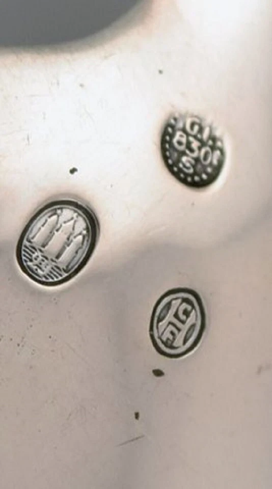 Tres cucharas de postre Georg Jensen Lily of the Valley de plata de ley. Foto 4 de 4