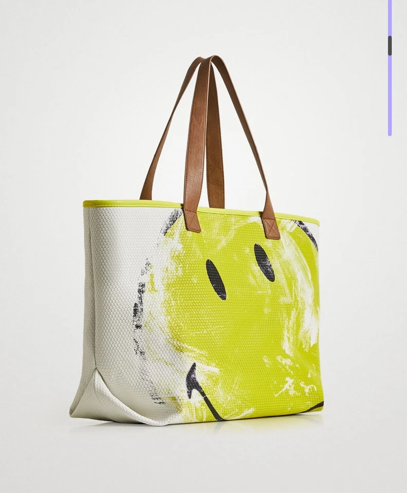 Nuevo XL SMILEY® SHOPPER Bolso de Mujer Amarillo Bolso con Asa Superior Foto 3 de 4